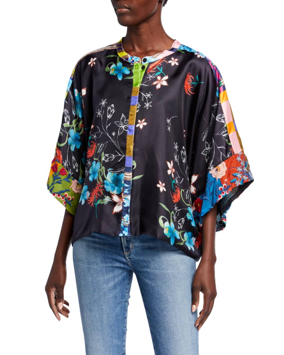 Johnny Was Angle Reversible Button Front Short Kimono Top Neiman Marcus