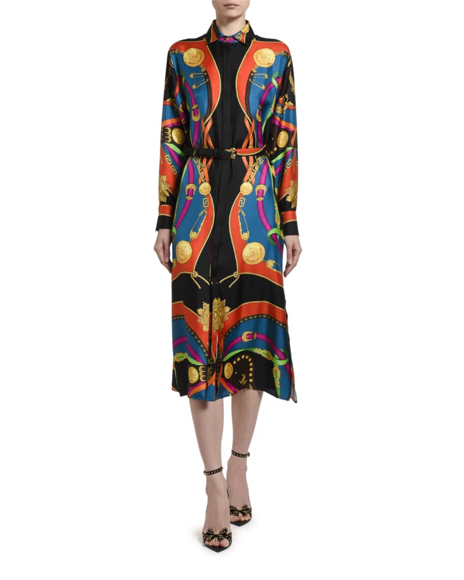Versace Multicolor Scarf Shirtdress | Neiman Marcus