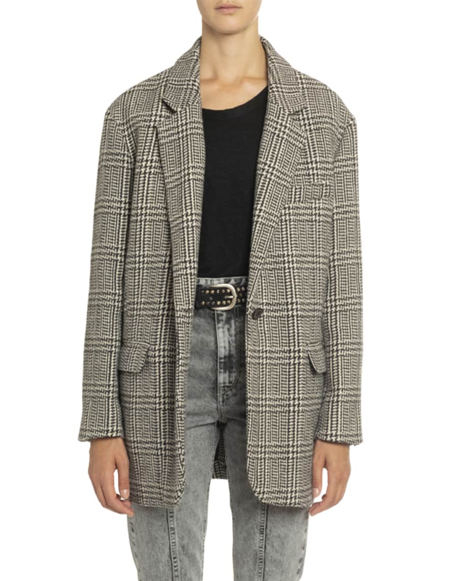 Etoile Isabel Marant Ondine Plaid Single-Button Jacket | Neiman Marcus