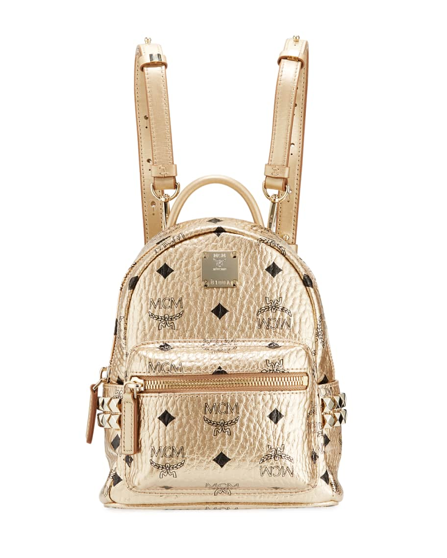 MCM Mini Backpack. Stark Visetos Metallic Champagne