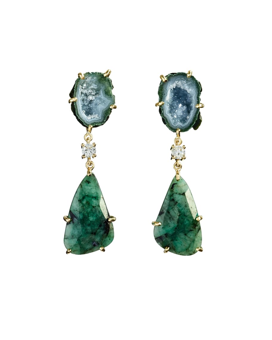 Jan Leslie 18k Bespoke 2-Tier One-of-a-Kind Luxury Earrings w/ Green ...