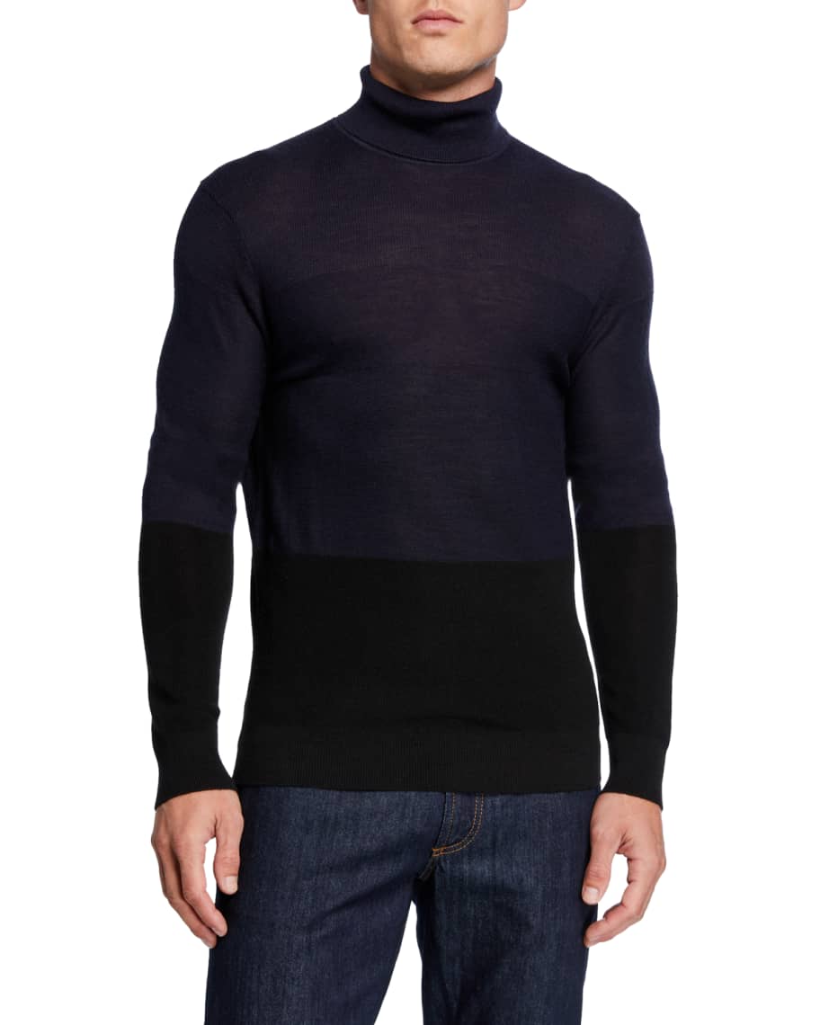 Karl Lagerfeld Paris Men's Colorblock Turtleneck Sweater | Neiman Marcus