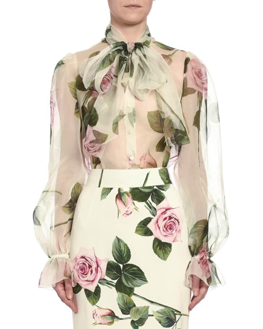Dolce&Gabbana Floral Chiffon Blouse | Neiman Marcus