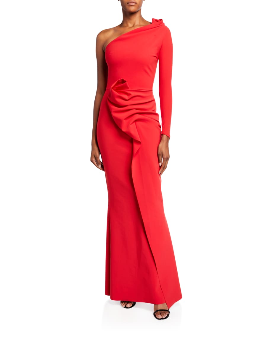 Chiara Boni La Petite Robe Asymmetric One-Sleeve Shirred Skirt Gown ...