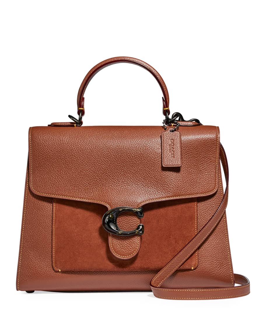 Coach Tabby Mixed Leather Suede Pocket Top Handle Bag With Resin C Closure Neiman Marcus