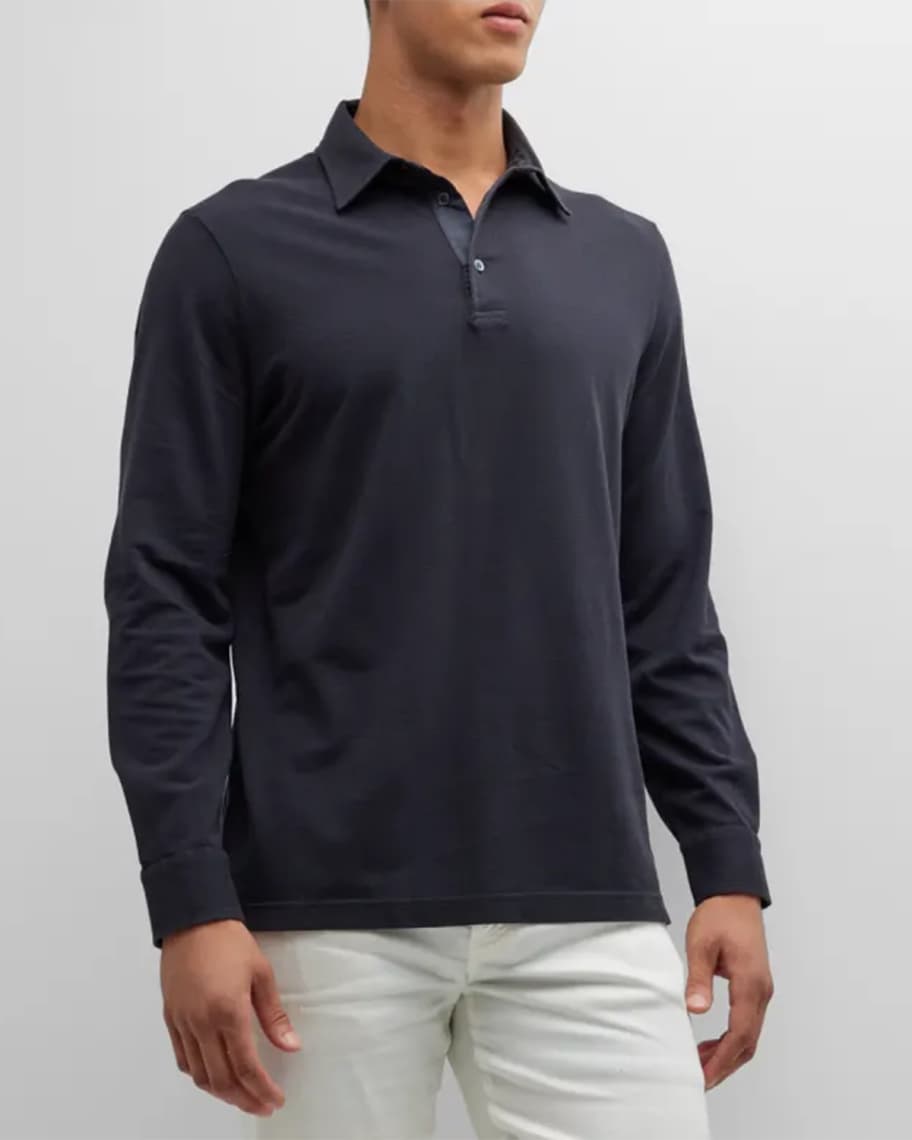 Louis Vuitton Black Cotton Pique Long Sleeve Polo T-Shirt L Louis Vuitton