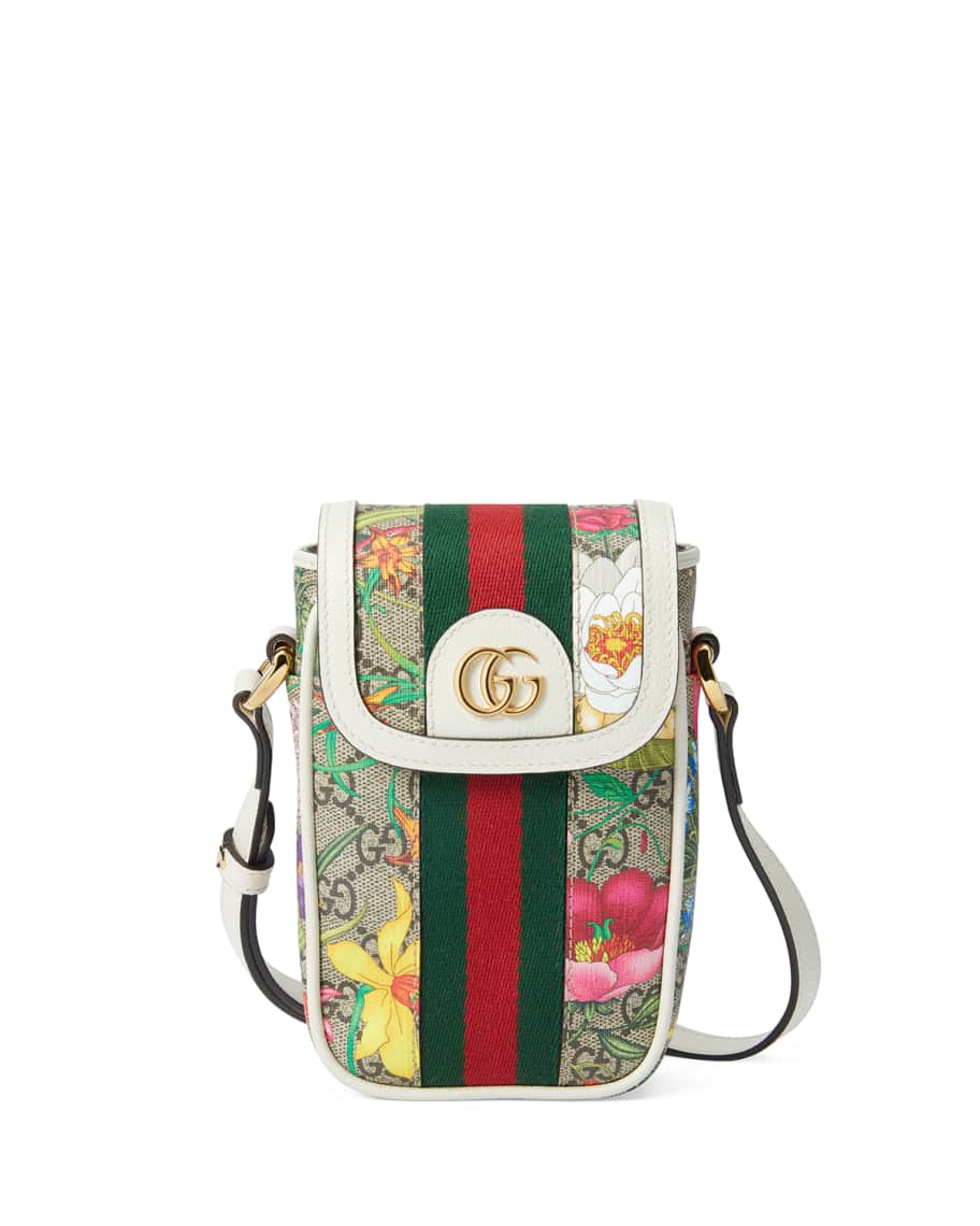 Gucci Ophidia GG Flora Phone Case Crossbody Bag | Neiman Marcus
