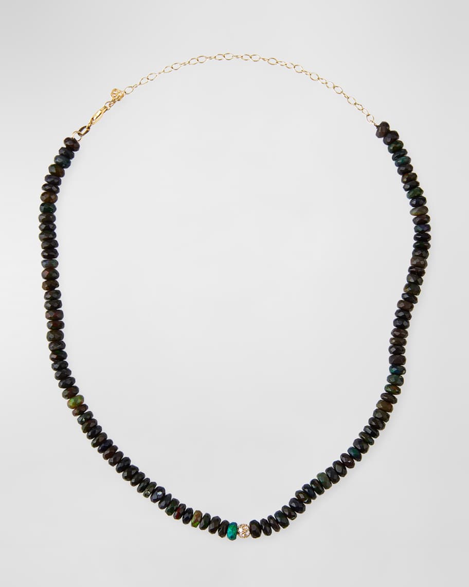 Sydney Evan 14k Diamond-Bead Ethiopian Opal Necklace | Neiman Marcus