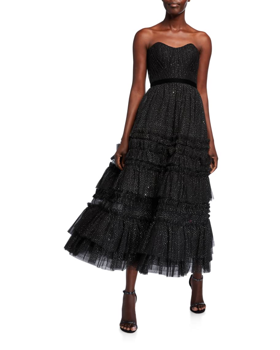 Marchesa notte textured tulle tea length gown sale