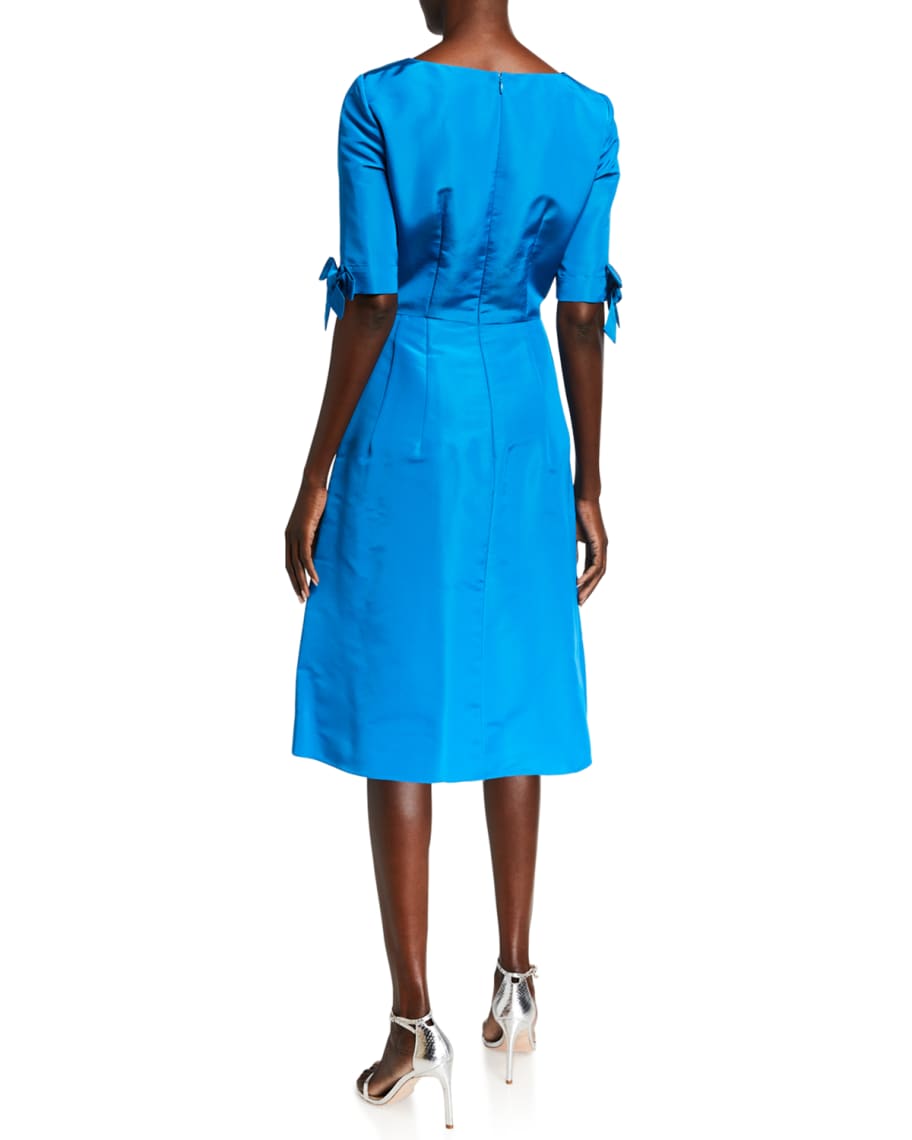 Carolina Herrera 1/2-Sleeve Silk Faille Dress | Neiman Marcus
