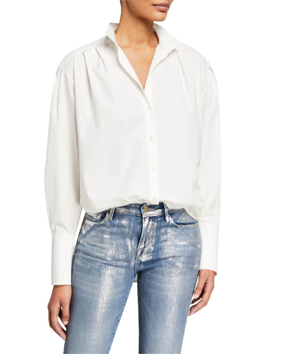FRAME Pleated Clean Collared Shirt | Neiman Marcus