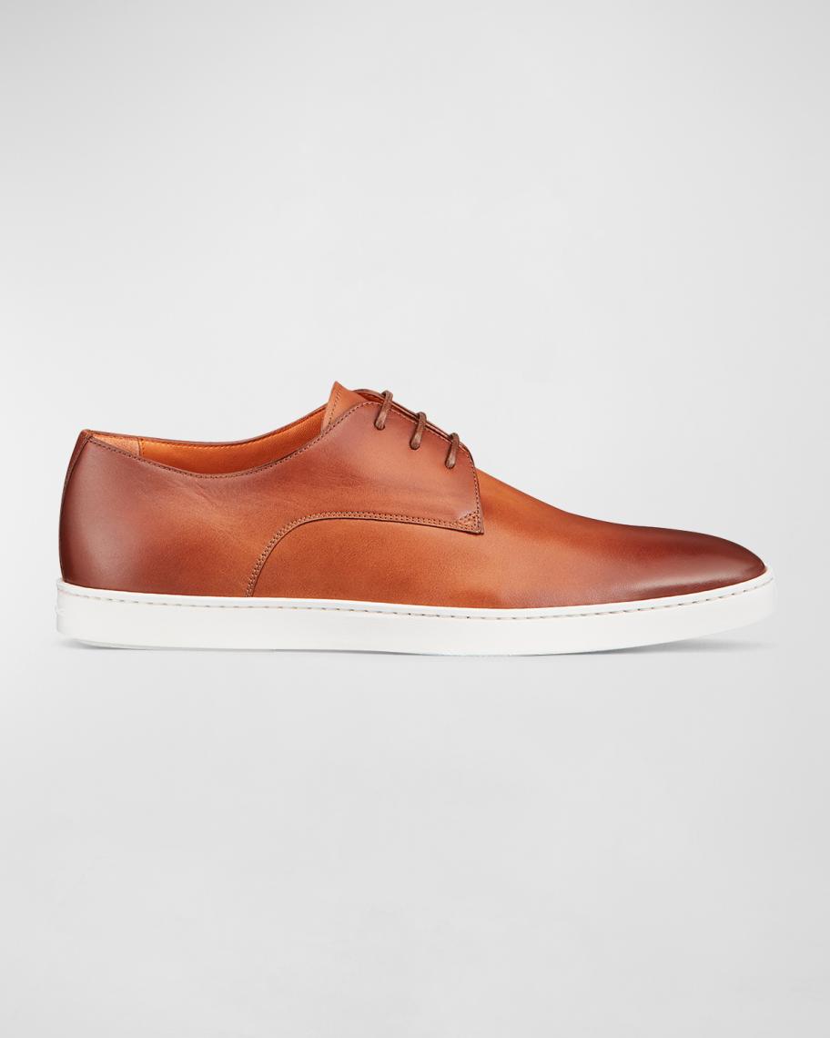 Santoni Doyle Brown Leather Men\'s Shoes Santoni - Doyle Tan Burnished Leather Derby Shoe main image 4