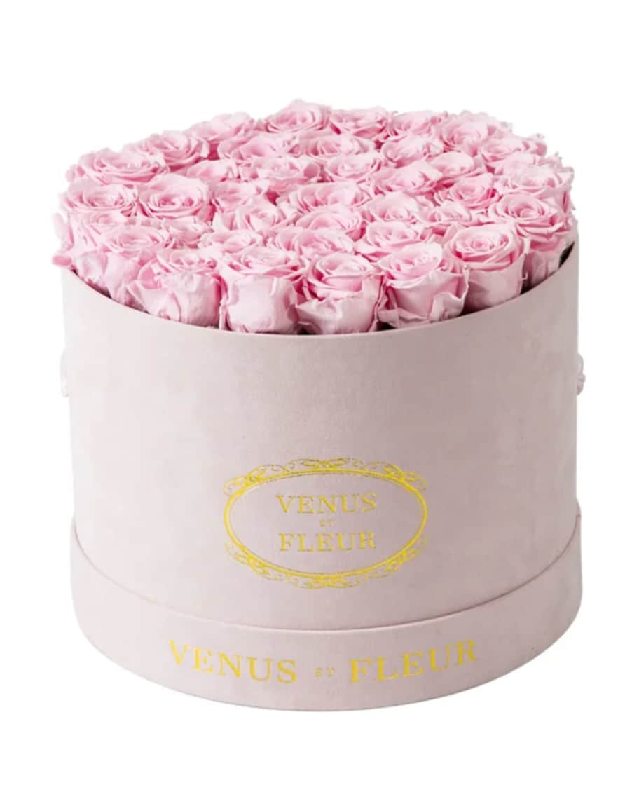 Venus ET Fleur Suede Large Round Rose Box | Neiman Marcus