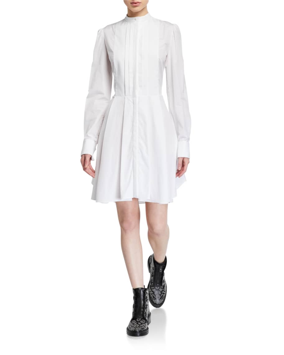 Alexander McQueen Pleated Poplin Shirtdress | Neiman Marcus