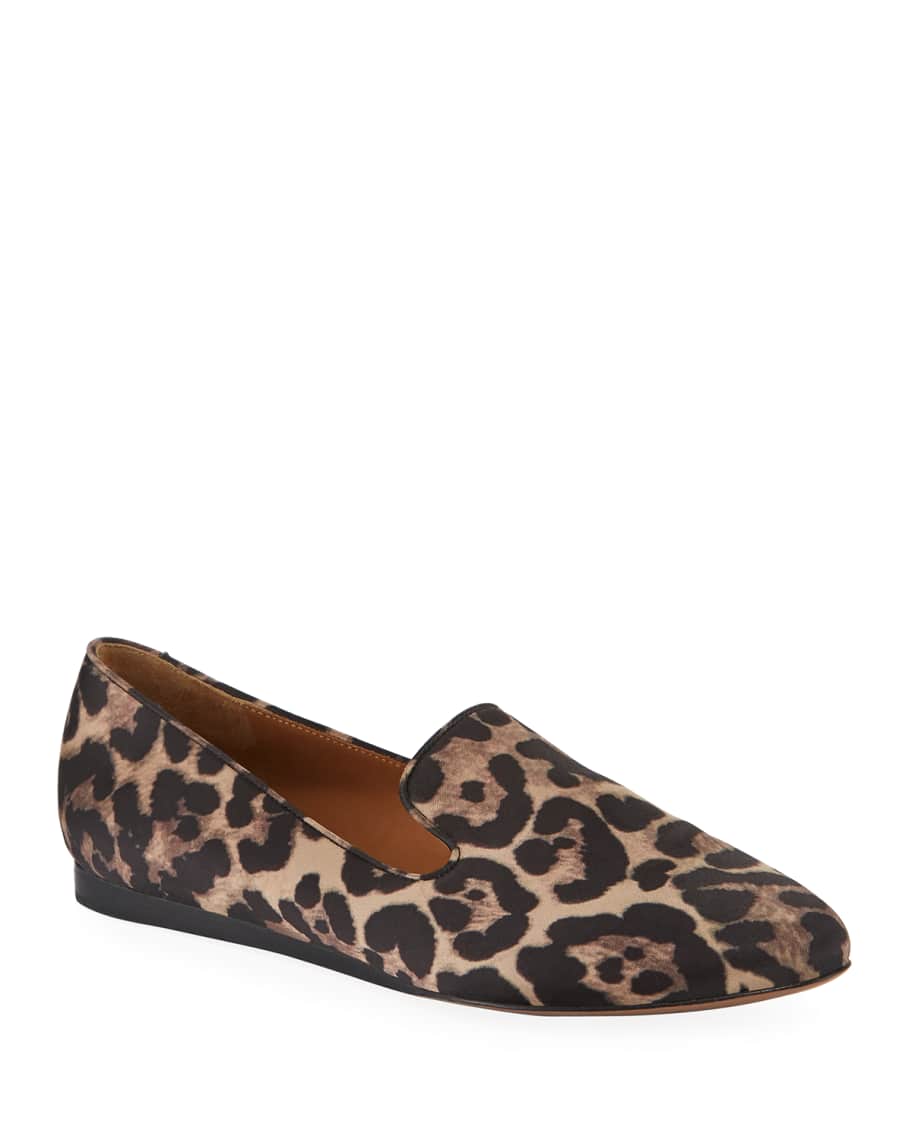 Veronica Beard Griffin Leopard Print Satin Loafers Neiman Marcus