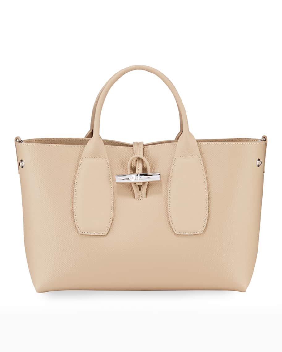 Longchamp Roseau Medium Leather TopHandle Tote Bag with Shoulder Strap
