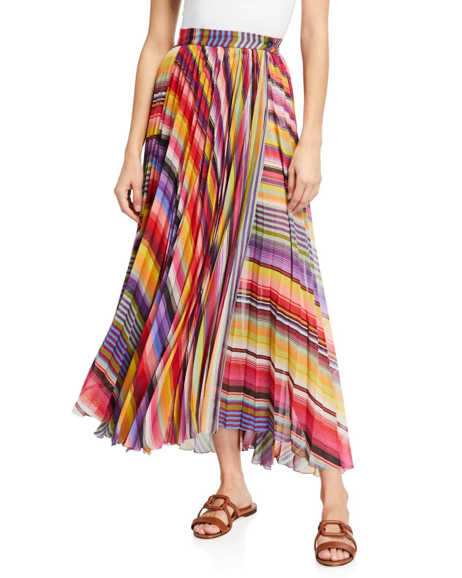 Etro Pleated Rainbow Maxi Skirt | Neiman Marcus