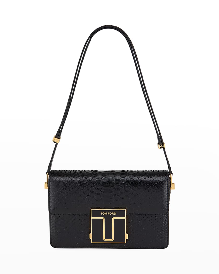 TOM FORD T-Clasp Semi-Shiny Python Shoulder Bag | Neiman Marcus