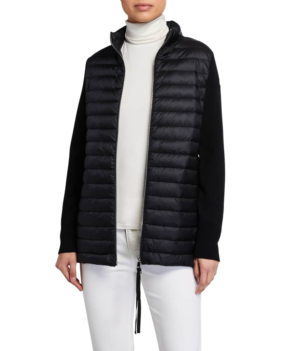 Moncler long down knit combo jacket clearance