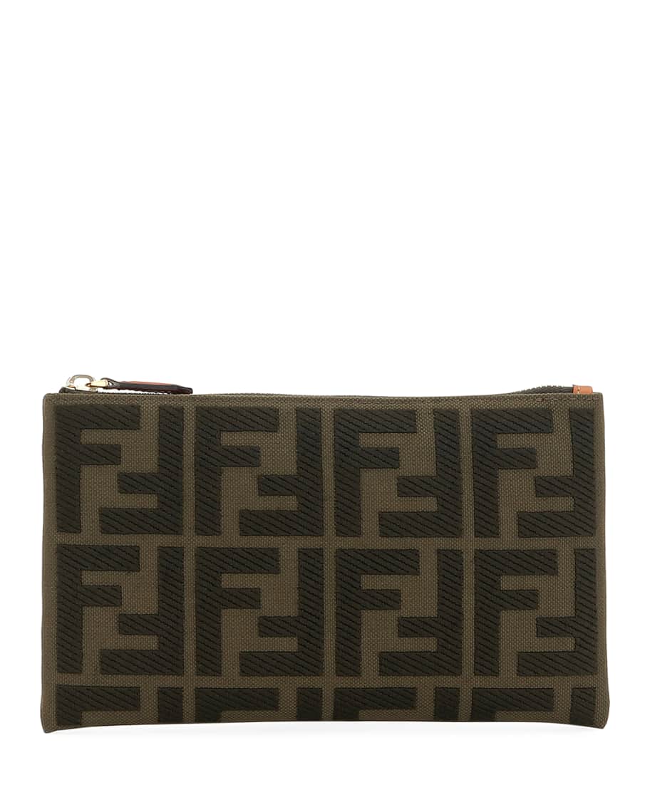 Fendi FF Small Canvas Embroidered Wallet | Neiman Marcus