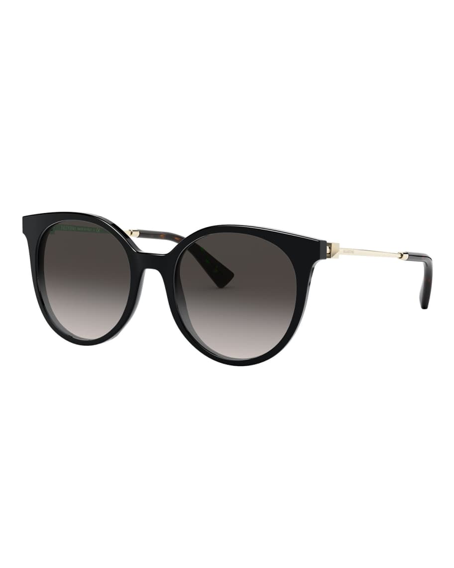 Valentino Garavani Round Acetate Gradient Sunglasses | Neiman Marcus
