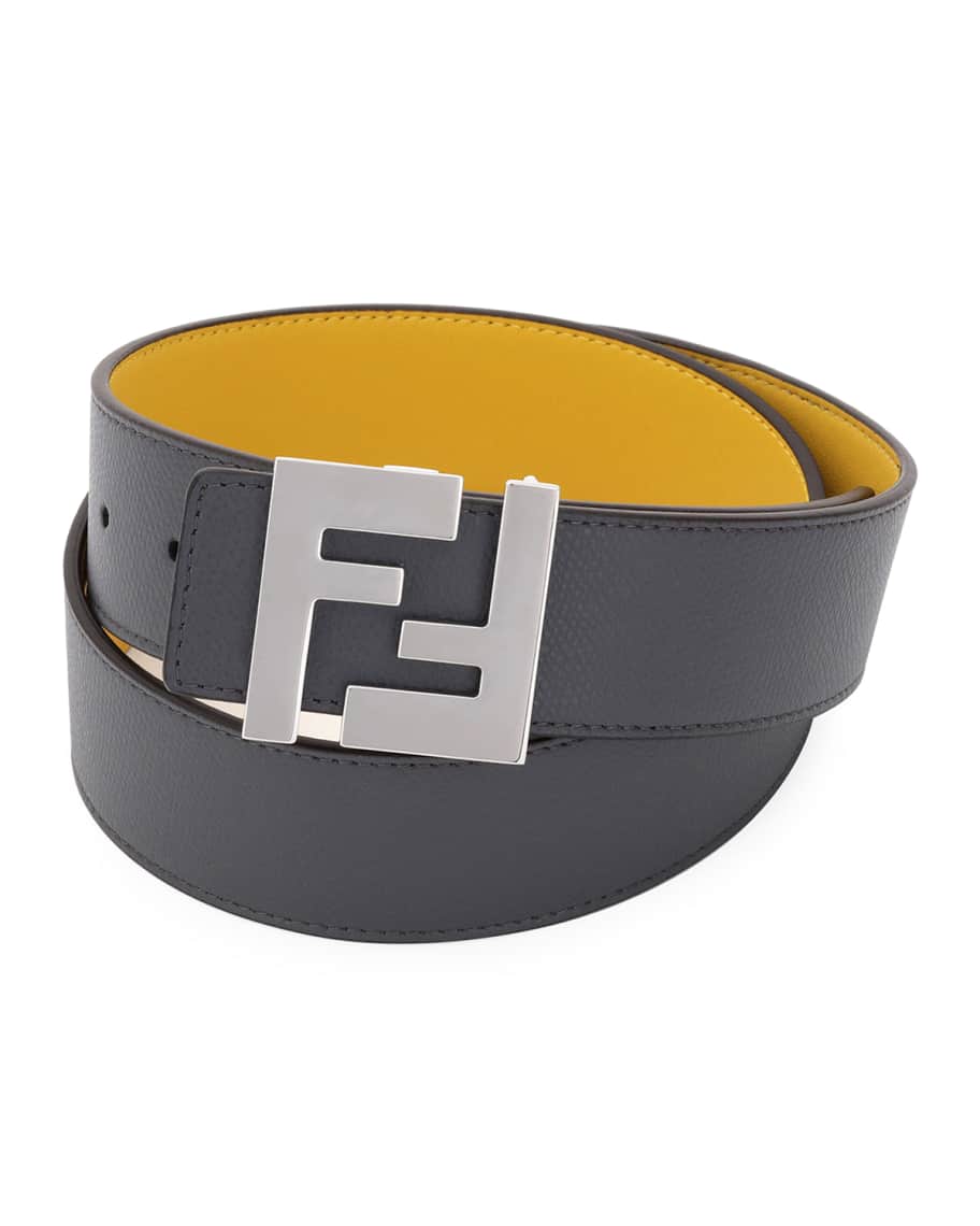 Fendi Men s FF Buckle Leather Belt Neiman Marcus