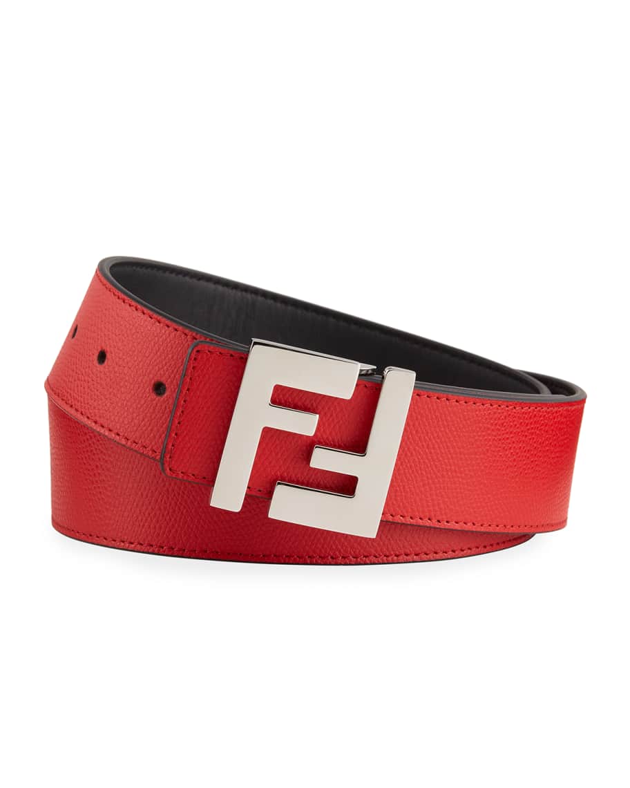 Fendi Men s FF Buckle Leather Belt Neiman Marcus