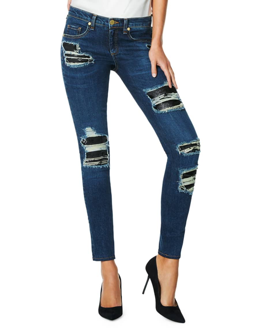 Ramy Brook Naomi Distressed Sequined Skinny Jeans | Neiman Marcus