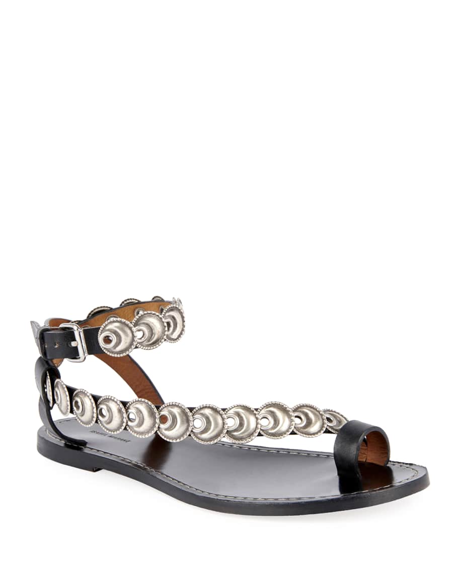 Isabel Marant Ermony Flat Metal Sandals Neiman Marcus