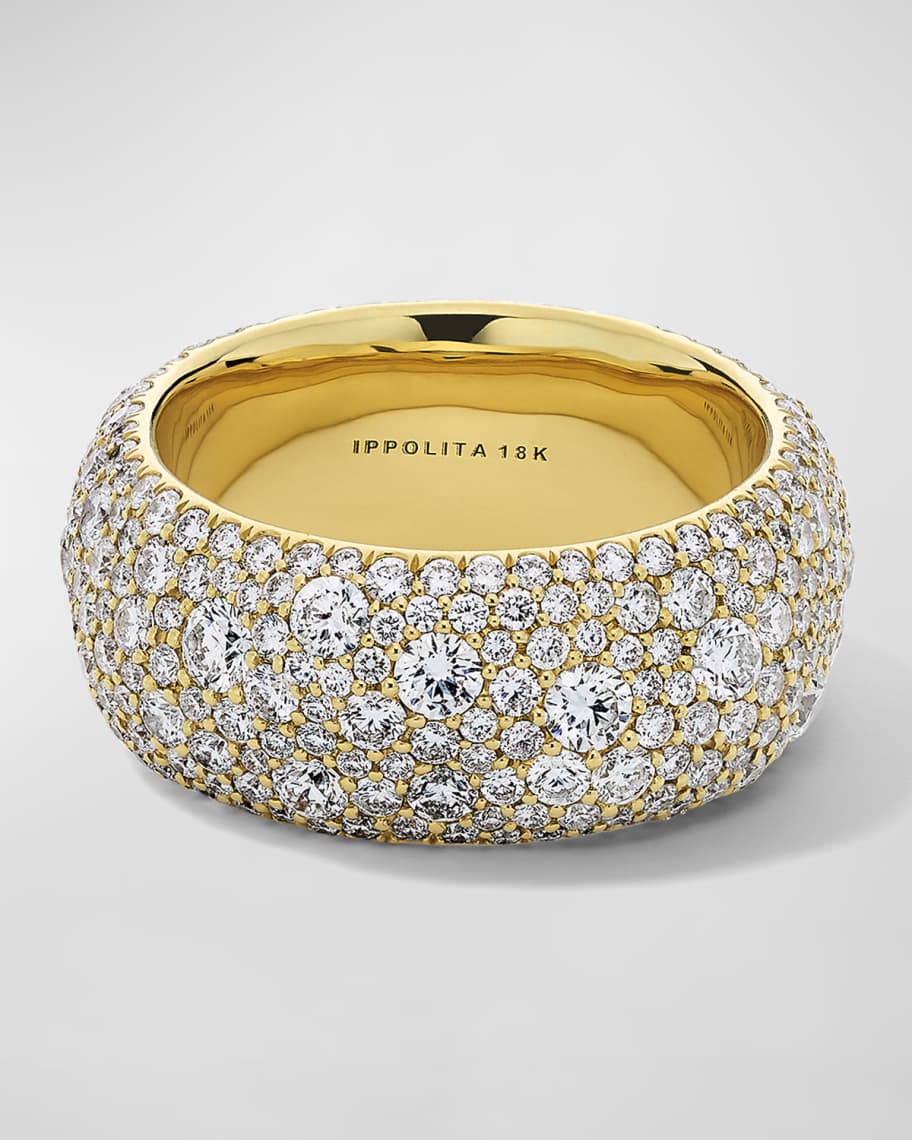 Ippolita 18k Yellow Gold Diamond Wide Band Ring | Neiman Marcus
