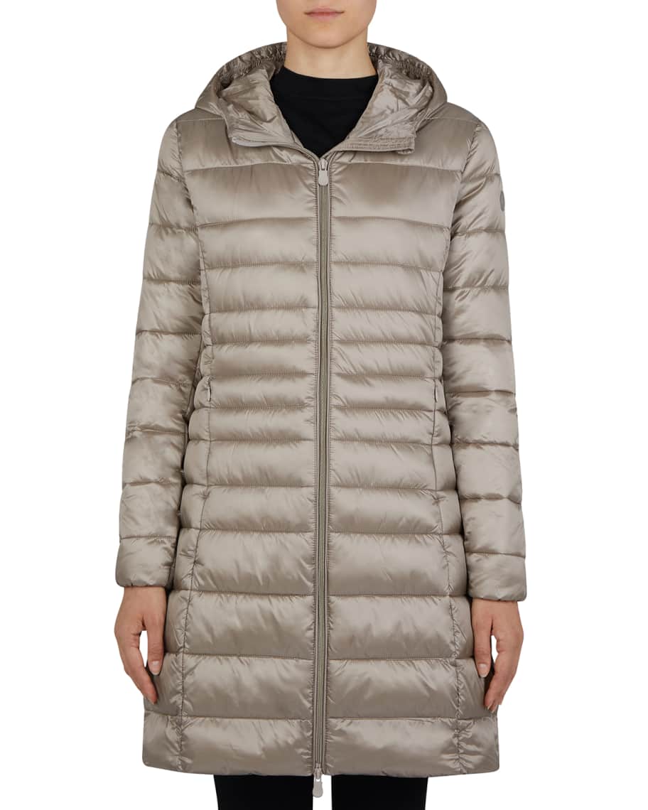 ダウンジャケット・コート SAVE THE DUCK Women Bubble Jackets D32199W IRIS2000000 White Save the Duck Long Iris Hooded Puffer Coat | Neiman Marcus