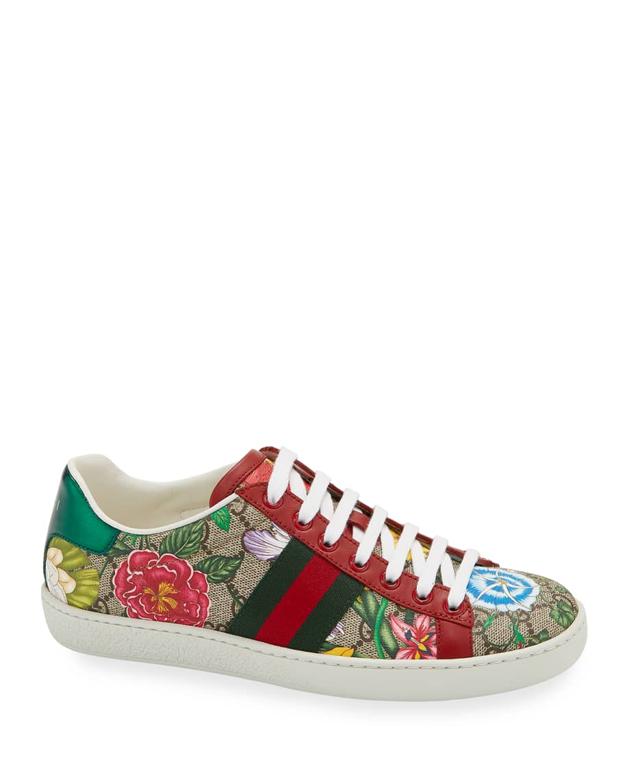 Gucci New Ace Flora Canvas Sneakers | Neiman Marcus