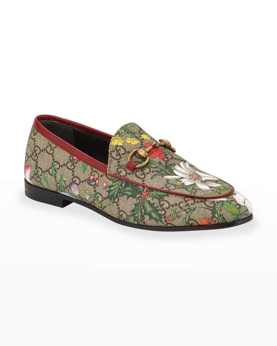 Gucci Jordaan Flat Floral Canvas Loafers | Neiman Marcus