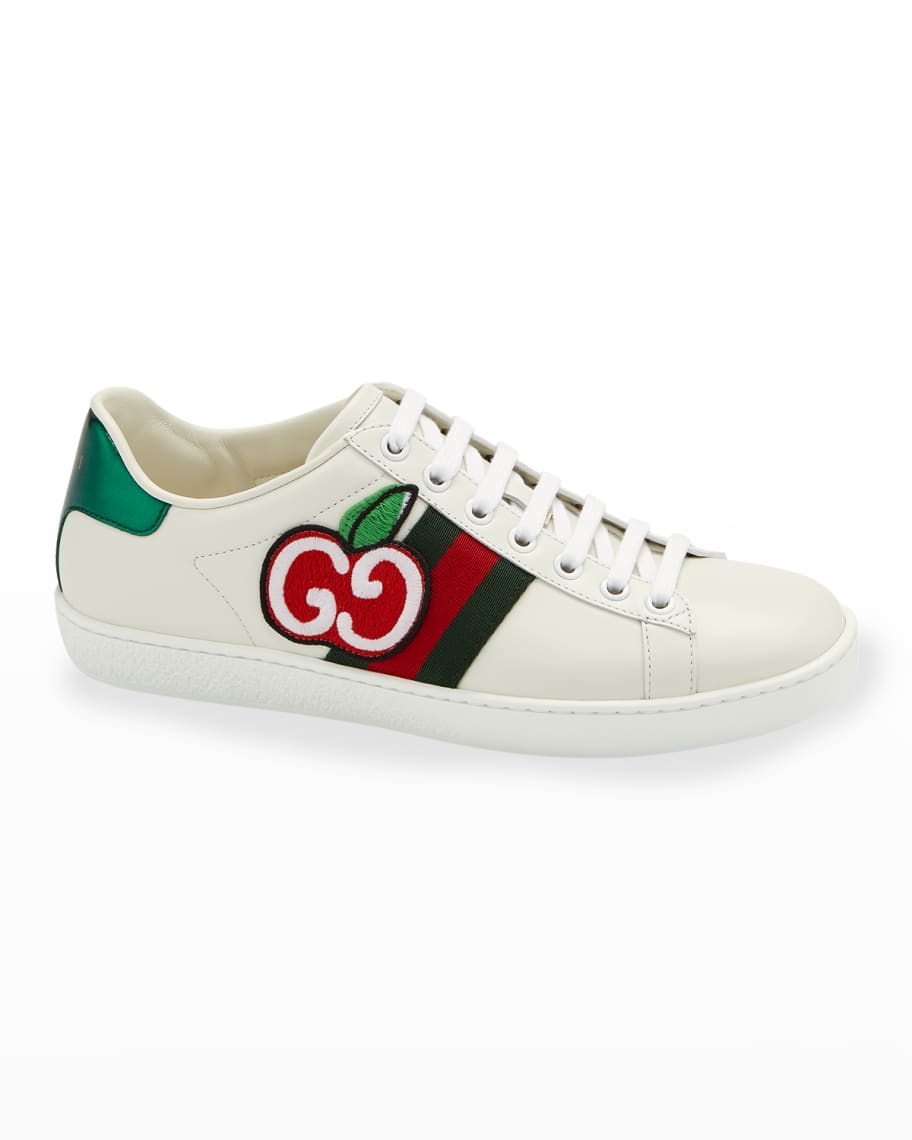 Gucci New Ace GG Apple Leather Sneakers | Neiman Marcus