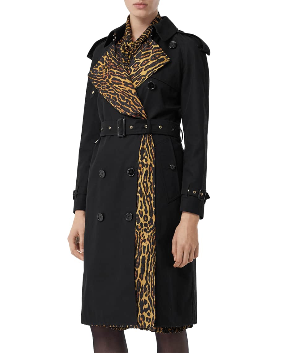 Burberry Bridstow Cotton Gabardine Trench Coat with Animal-Print Face |  Neiman Marcus