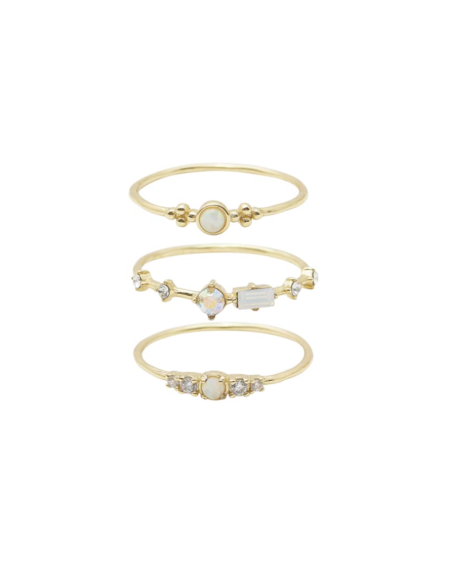 gorjana Dani Crystal Rings Set of 3 Size 6 8 Neiman Marcus