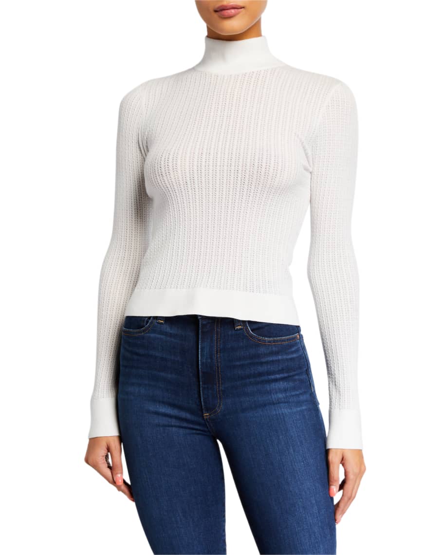 Alice + Olivia Lanie High-Neck Long-Sleeve Pullover Sweater | Neiman Marcus