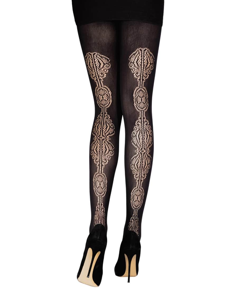 feather lace net tights
