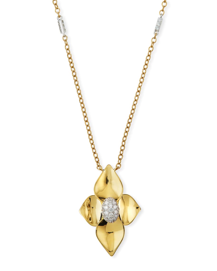 SUTRA 18K Yellow Gold Diamond Double Lotus Necklace | Neiman Marcus