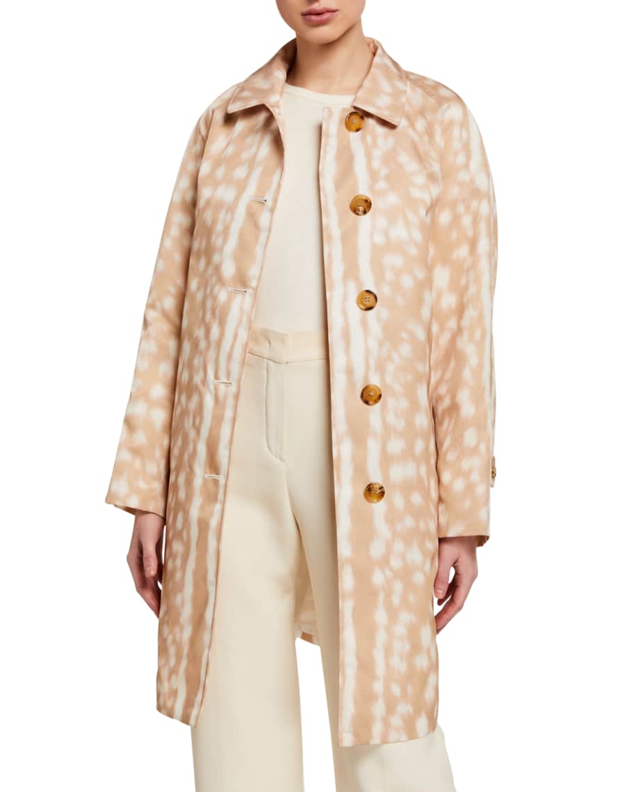 Burberry Brunstane Fawn Print Trench Coat | Neiman Marcus