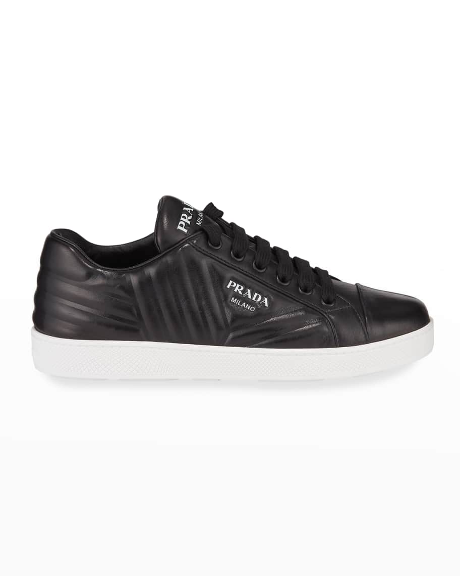 Prada Quilted Leather Logo Sneakers | Neiman Marcus
