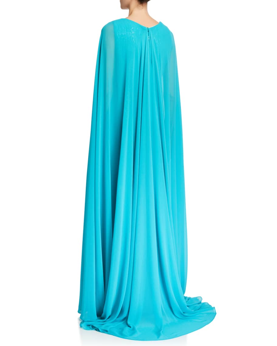 Badgley Mischka Couture Caped Sequined Gown | Neiman Marcus