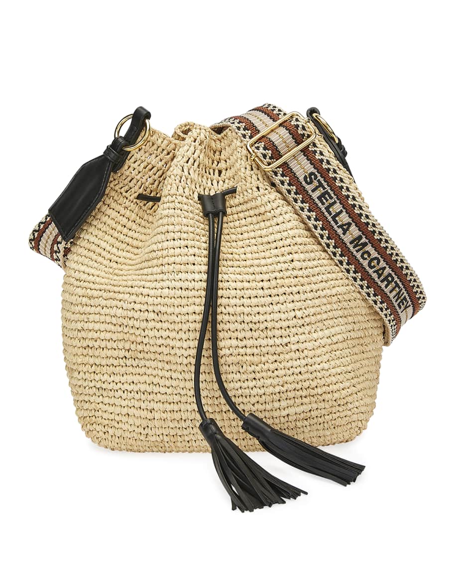 Stella mccartney crochet raffia bucket bag store