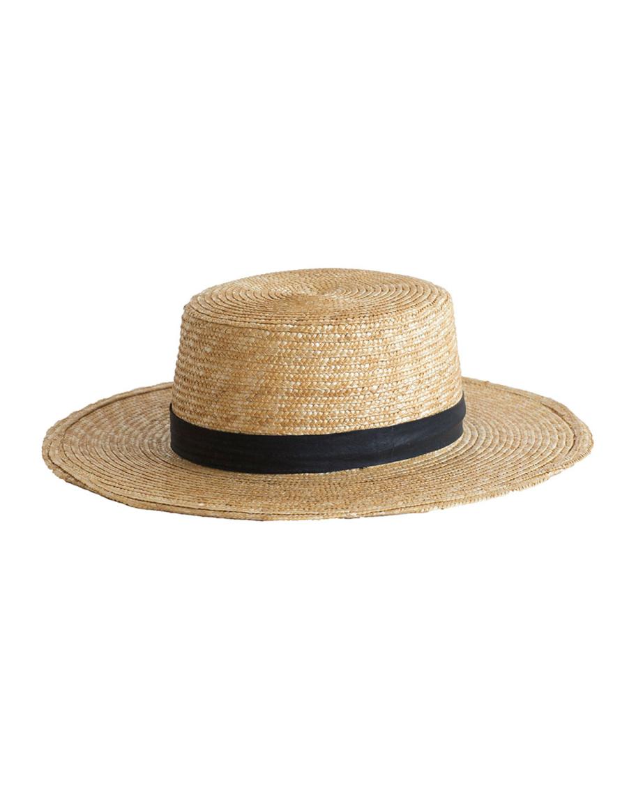 ✨JANESSA LEONE✨ Klint Boater Hat JANESSA LEONE Straw Wide Brim Boater Hat Black Trim MEDIUM  main image 3