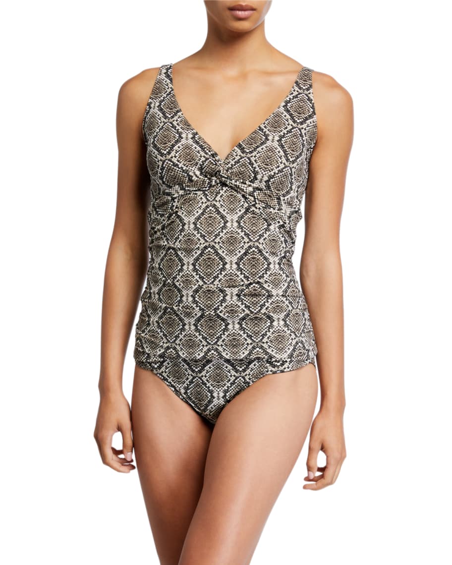 Tommy Bahama Desert Python Underwire Long Tankini Swim Top