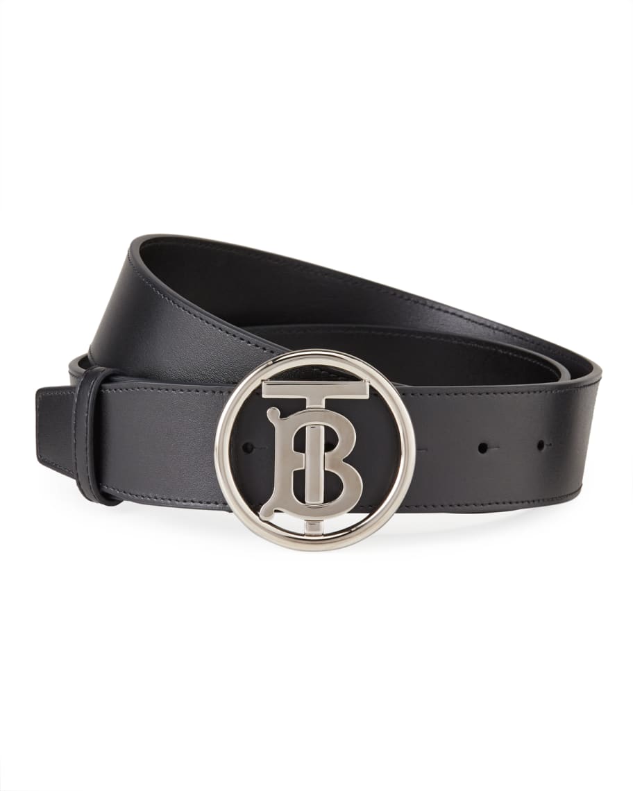 Burberry B Buckle Leather Belt In Black