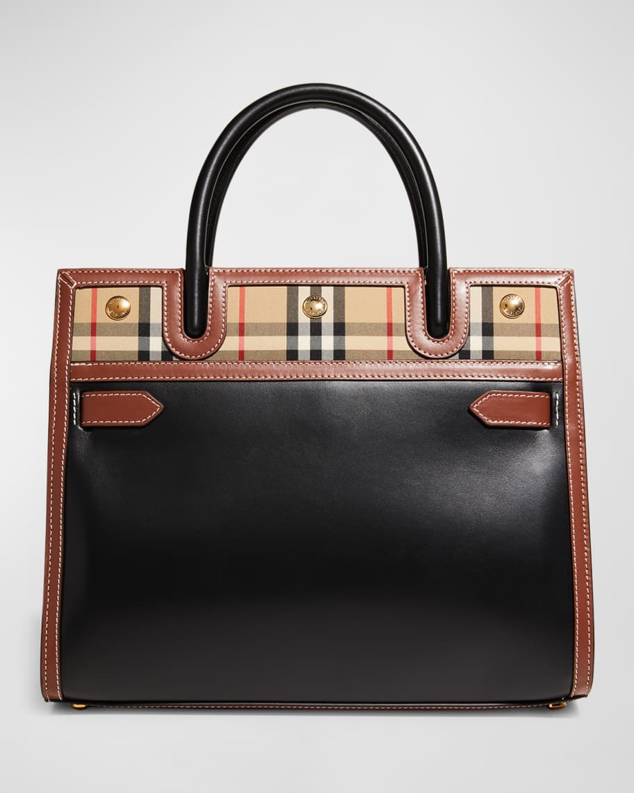 Burberry Small Check-Trim Tote Bag Neiman Marcus