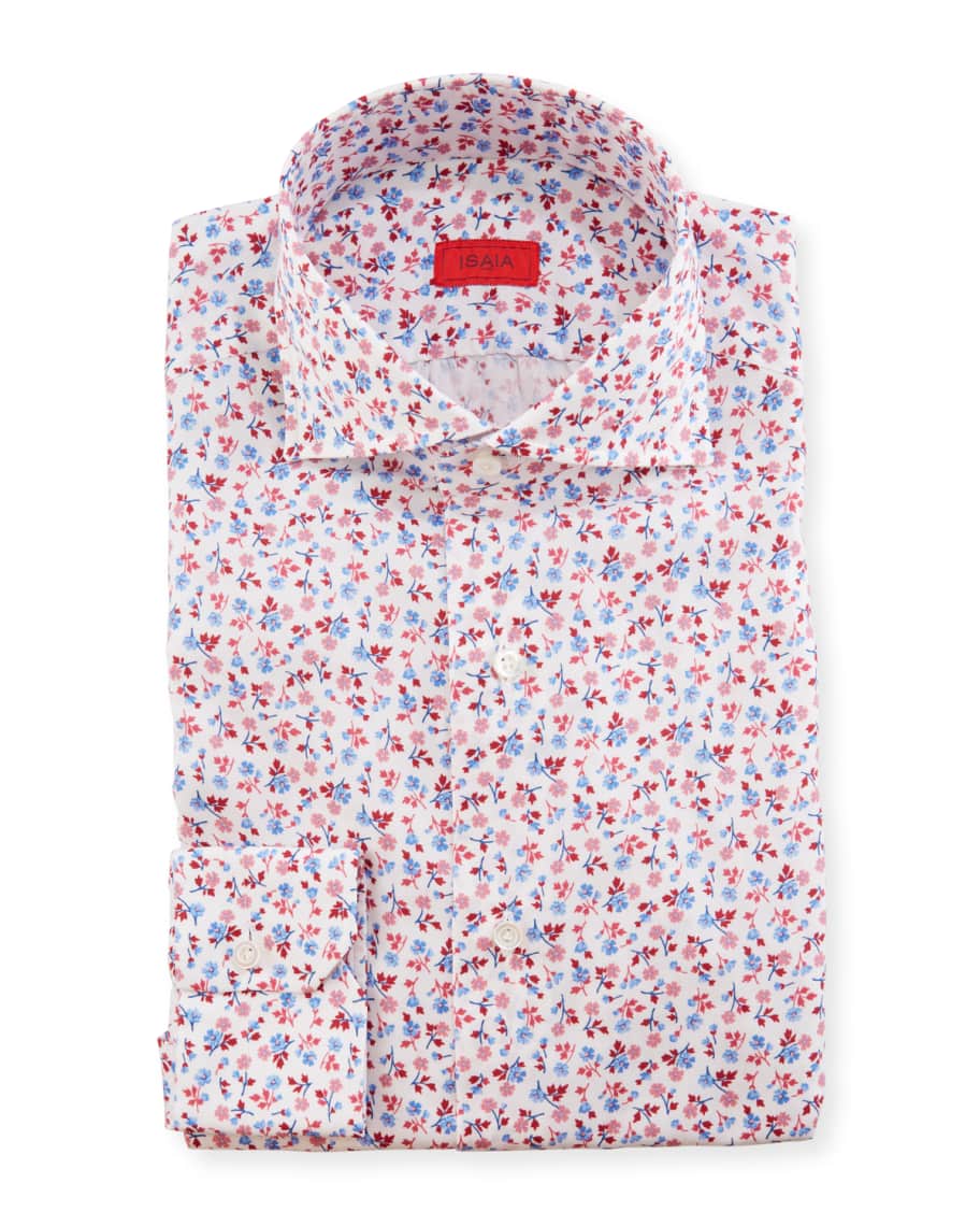 Isaia Men's Mini Floral Dress Shirt | Neiman Marcus