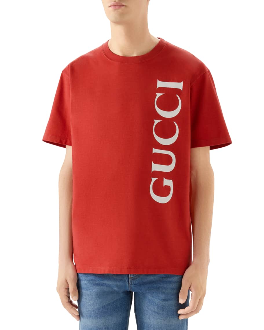 Gucci Men's Logo Typographic T-Shirt | Neiman Marcus