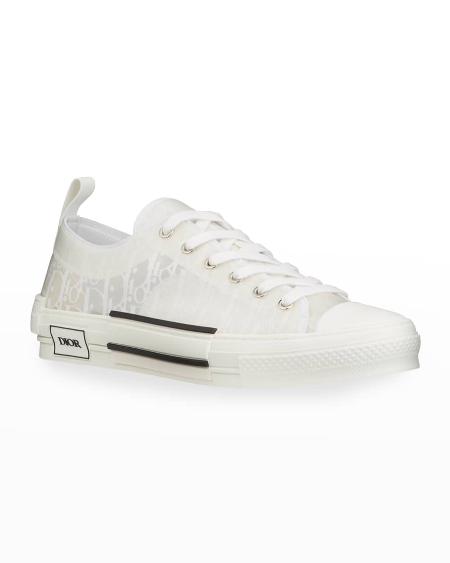 Dior Men's B23 Oblique Canvas Calfskin Low-Top Sneakers | Neiman